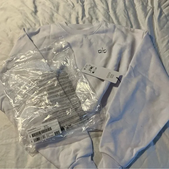ALO Yoga White Cropped Crewneck - Picture 1 of 3